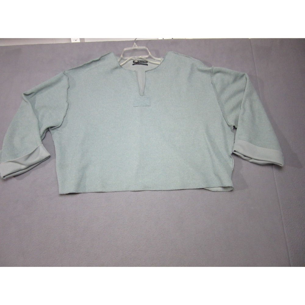 Urban Outfitters Sweater Womens Medium Blue Green Cropped Back Seam V-Neck